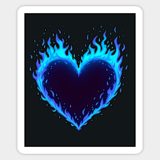 Heart On Fire (Blue) Sticker